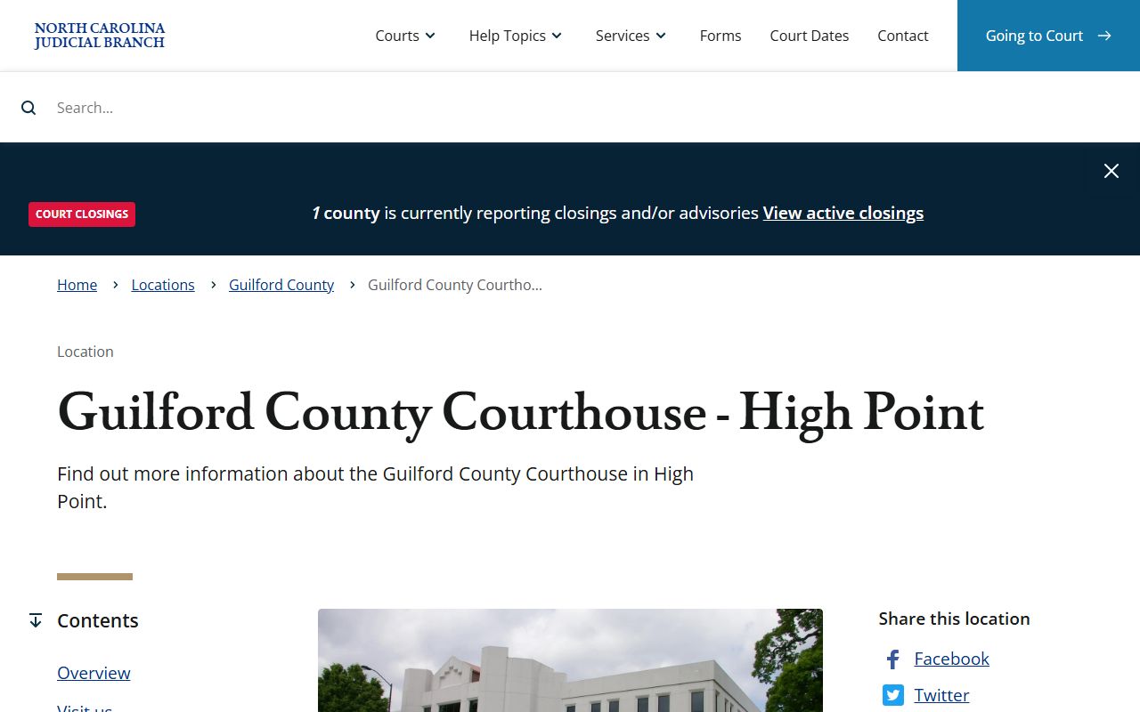 Guilford County High Point courthouse page for court records access
