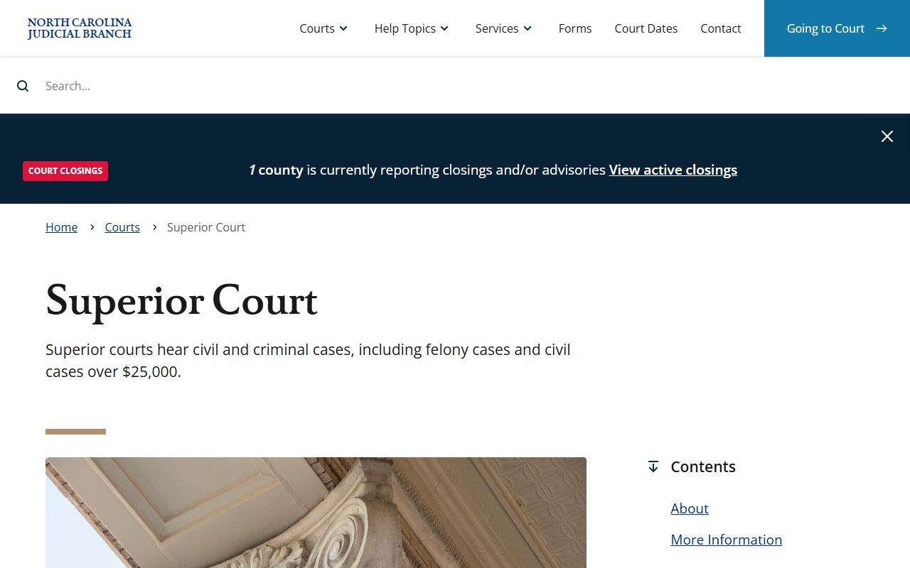 Superior Court overview tied to the Guilford County Clerk of Superior Court