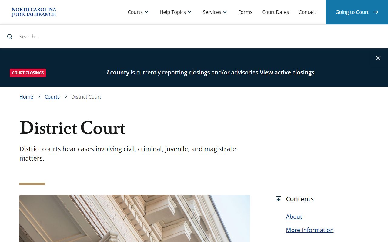 District Court overview served by the Guilford County Clerk of Superior Court
