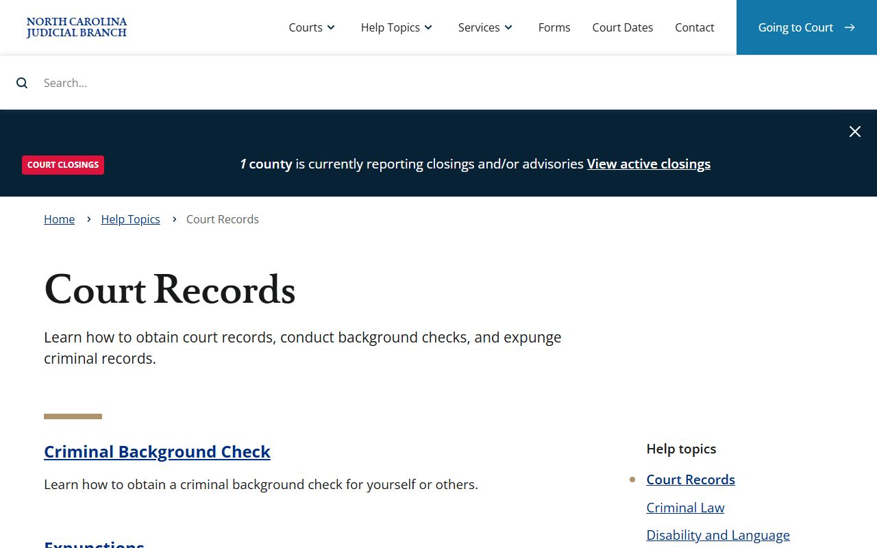 Guilford County court records help topic from the North Carolina Judicial Branch
