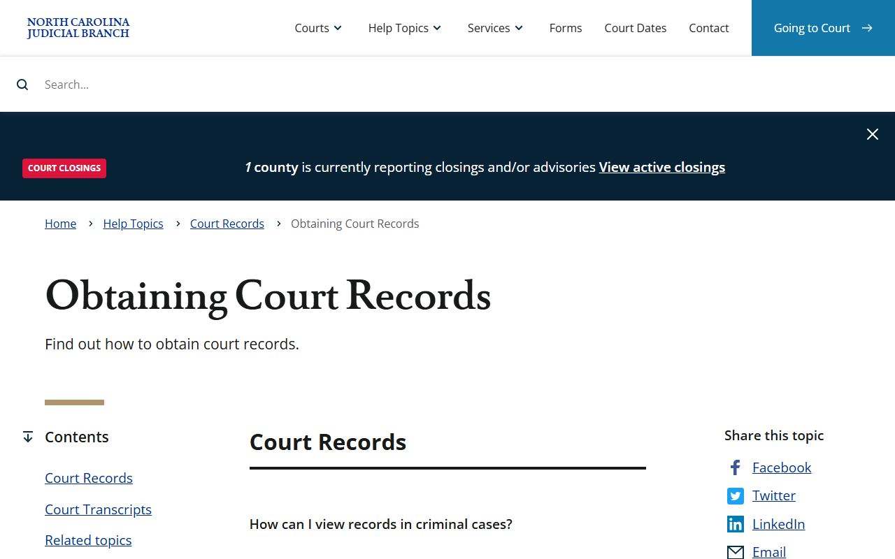 Obtaining Guilford County court records from the Clerk of Superior Court