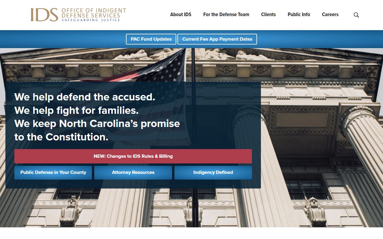 North Carolina Indigent Defense Services page for Guilford County Public Defender and arrest records representation