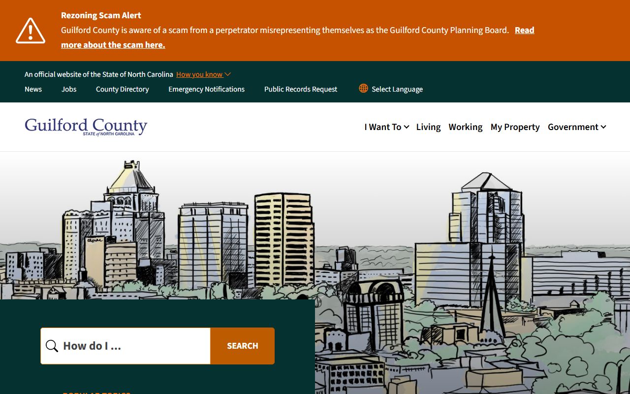 Guilford County government homepage for public records access