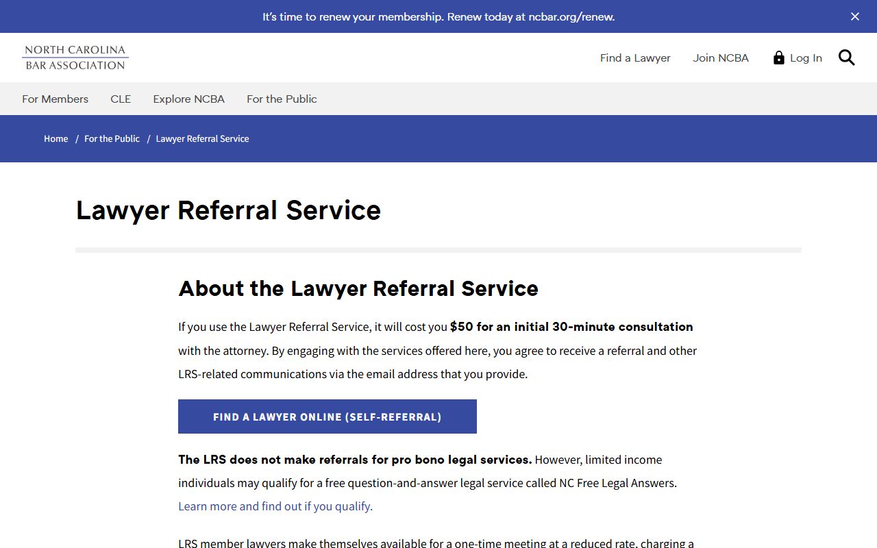 North Carolina Bar Association lawyer referral for Guilford County
